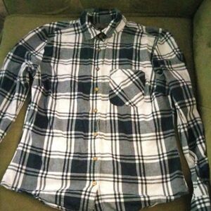 Primark Black & White Plaid Casual Button-Down Shirt